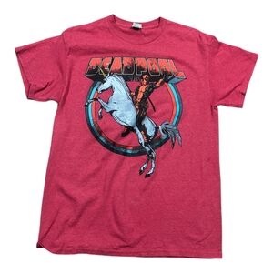 Deadpool Graphic T-Shirt | Red Marvel Tee | Men’s M